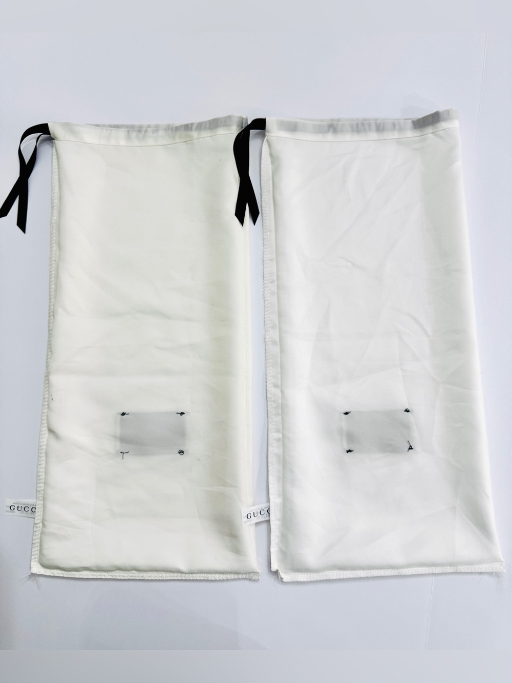 Gucci White Satin Dust Bags Set of 2-Authentic Storage Bag with Drawstring 17x8 - Picture 6 of 12